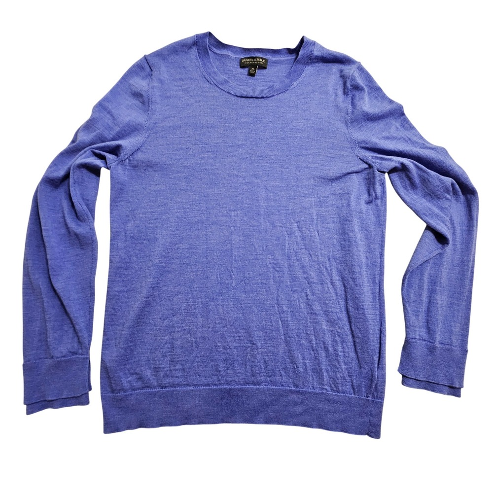 Banana Republic Sweater Mens XL Blue Merino Wool Crewneck Pullover S/878133-09